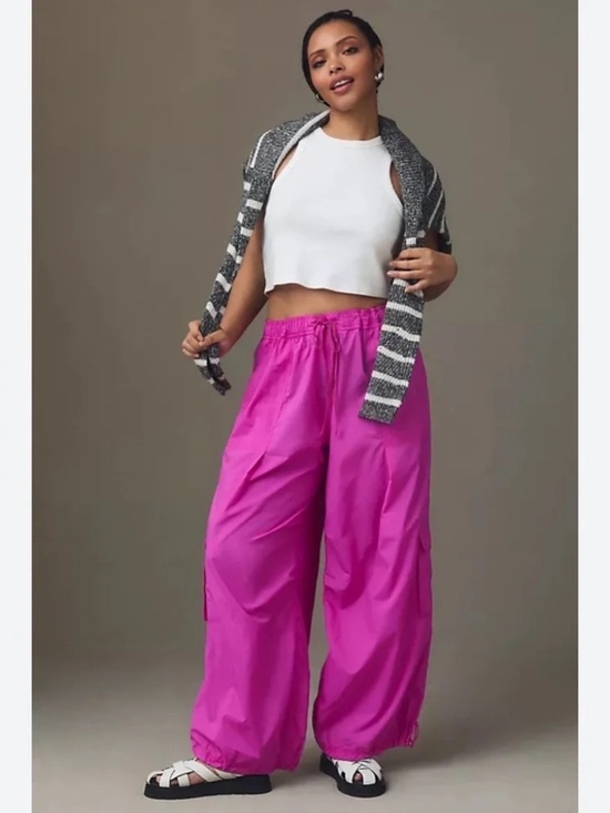 Daily Practice Pants - Anthropologie Daily Practice Medium Base Jump Parachute Cargo Pants Magenta